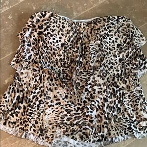 Strapless Ruffle Cheetah Leopard Swim Tankini M